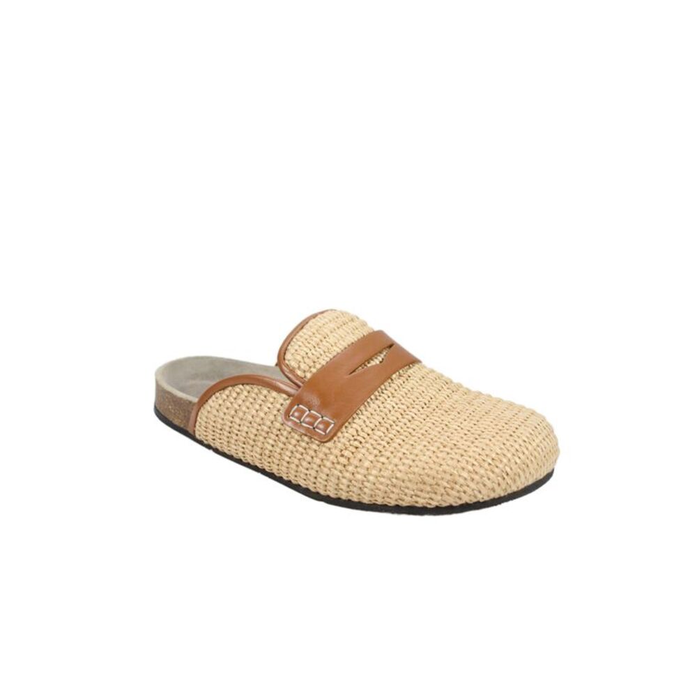 JW Anderson Womens Slip On Leather Trim Raffia Mules Beige Size 39